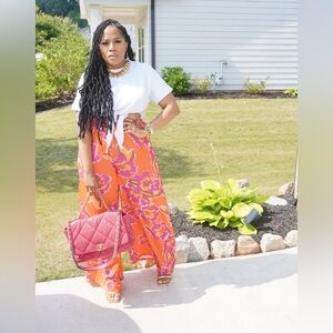 Pink floral palazzo pants sx XL